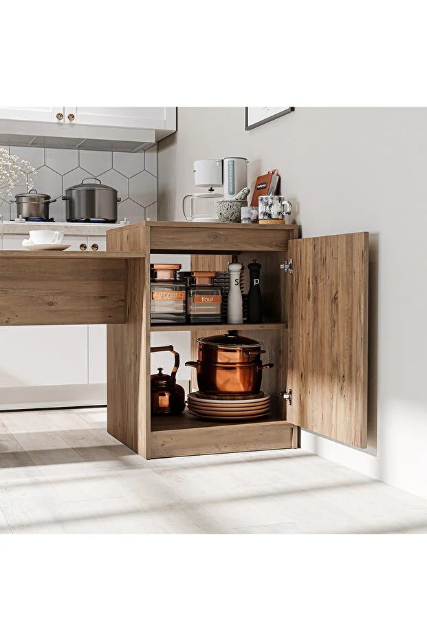 Milano Bar Masası Dolaplı Yüksek Mutfak Yemek Masası